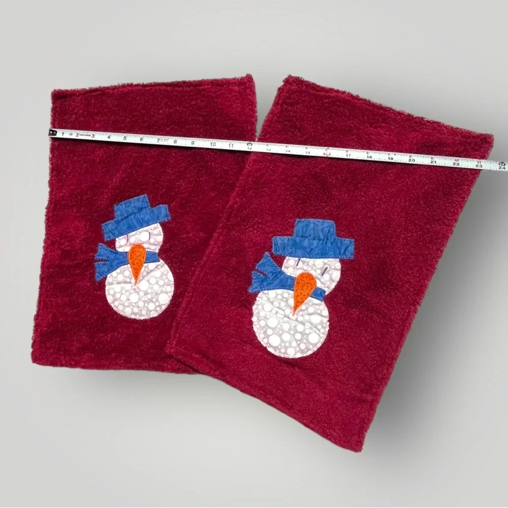 Lot/2 𝑯𝒂𝒏𝒅𝒎𝒂𝒅𝒆 Christmas Snowman Hand Towels 🎁